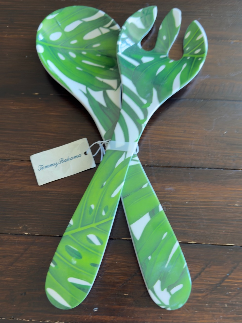 Tommy Bahama Melamine Salad Server Utensil Set Palm Fronds New